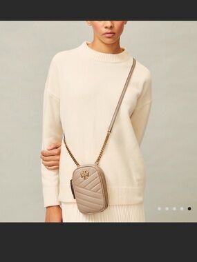 Tory Burch Kira Chevron Bag in Gray Heron with Gold Hardware